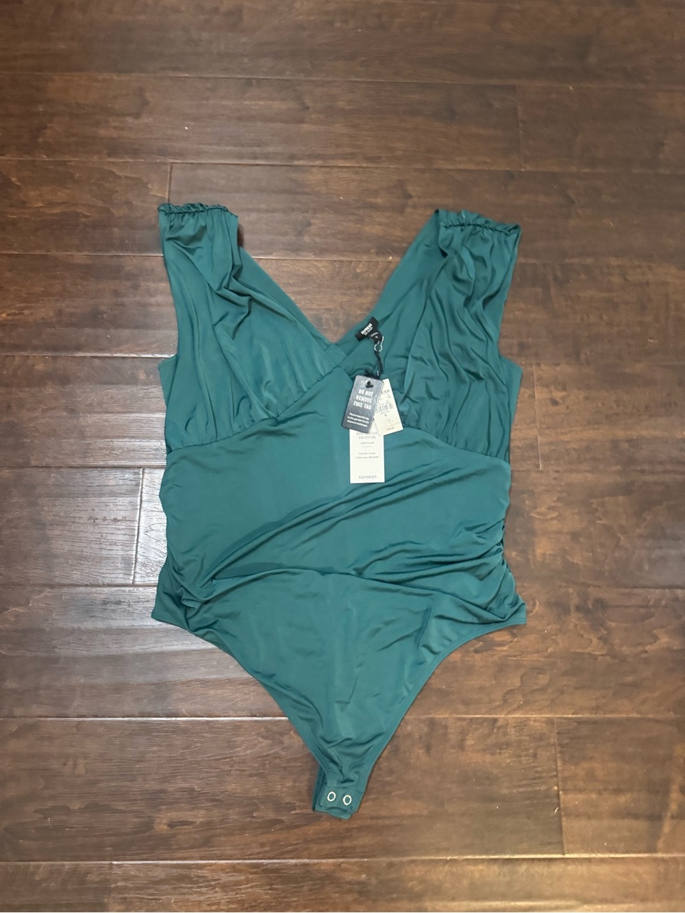 Express Teal Green Surplice V-Neck Bodysuit